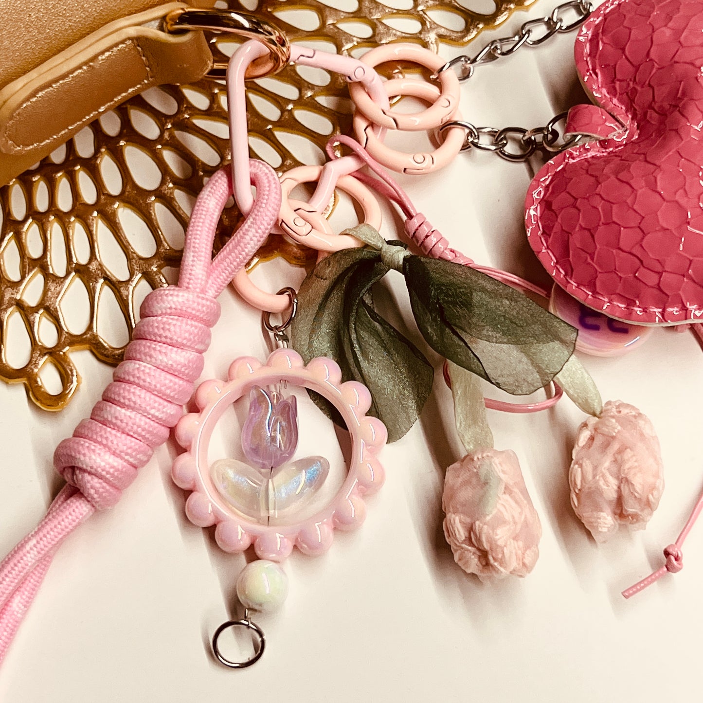 HANDMADE BAG CHARMS ~ LEATHER HEART