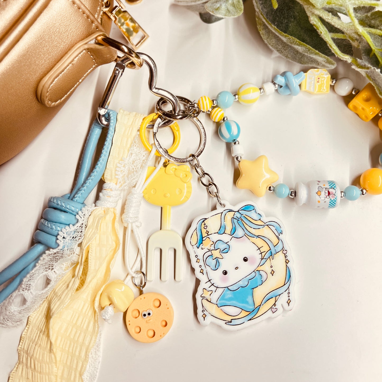 HANDMADE BAG CHARMS ~ CAT FORK/CHEESE