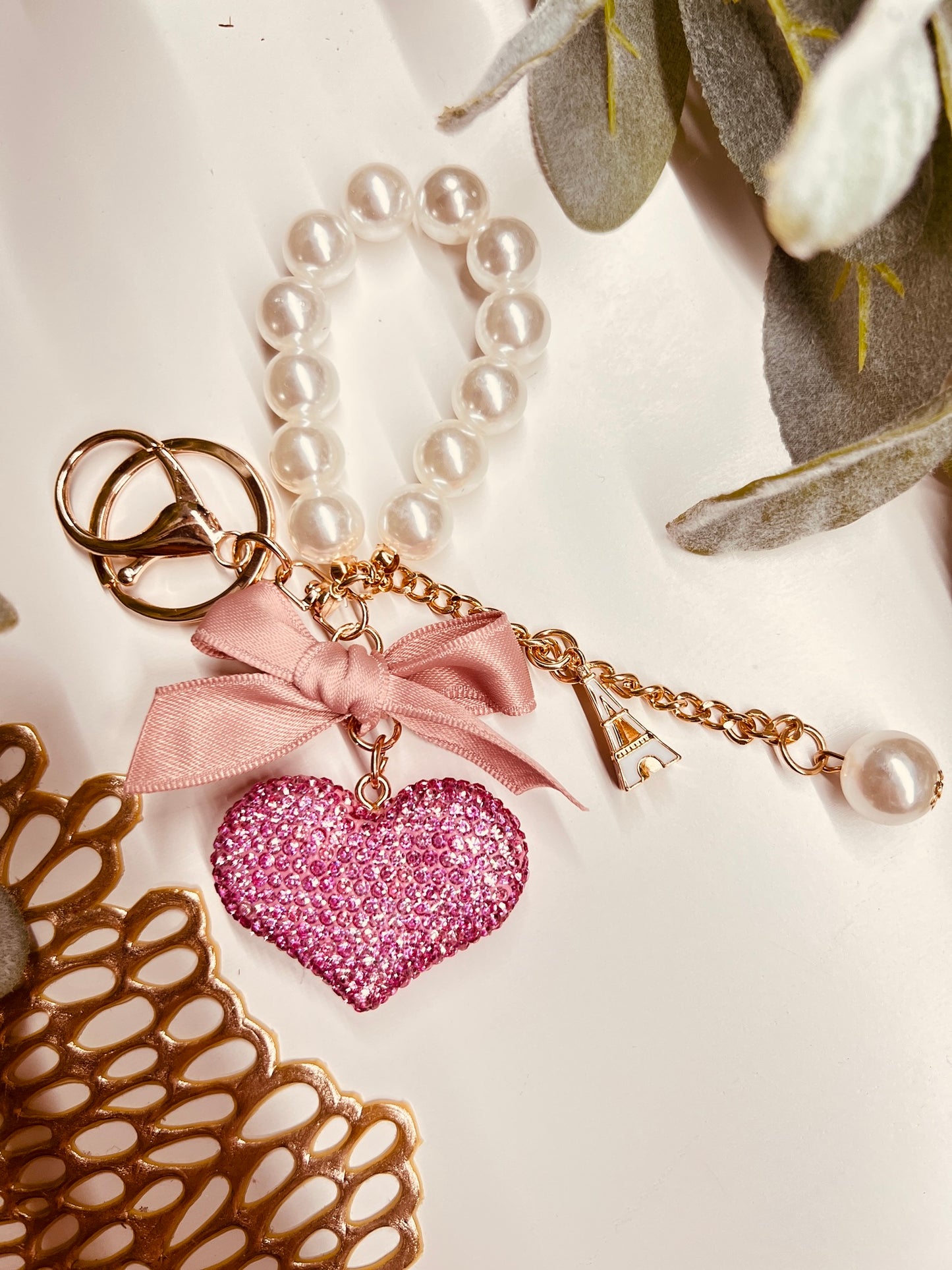 PINK HEART BAG CHARM