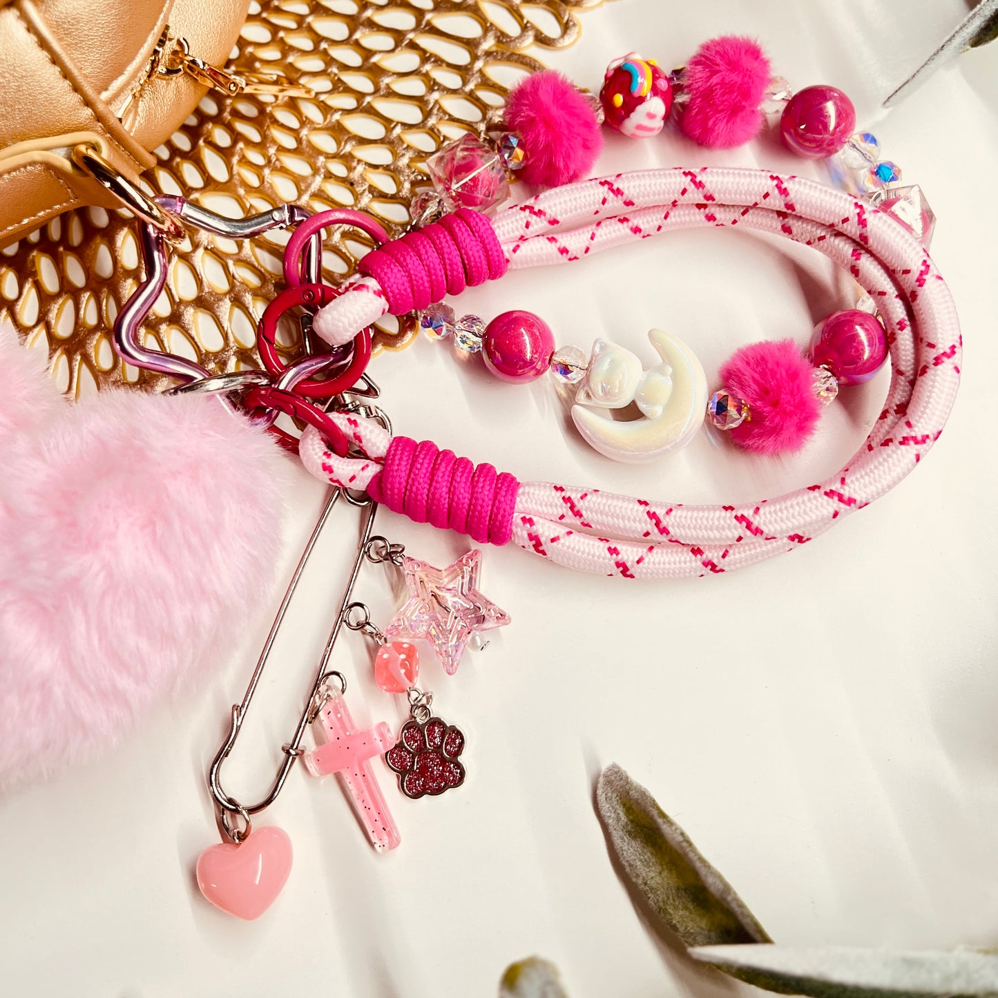 HANDMADE BAG CHARMS ~ FLUFFY HEART