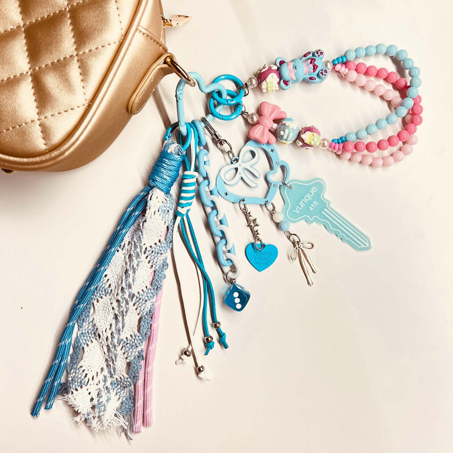HANDMADE BAG CHARMS ~ TEDDY/BOW