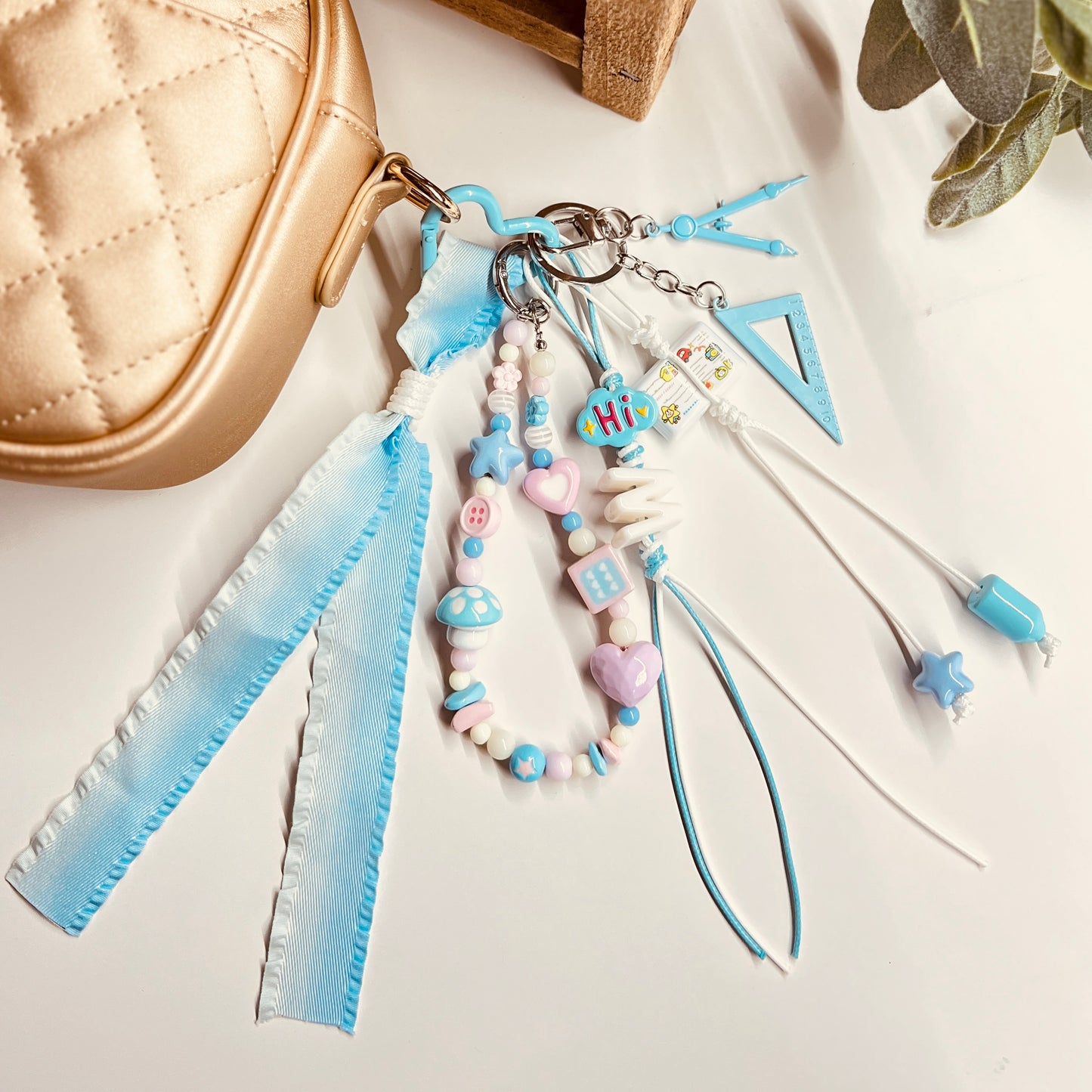 HANDMADE BAG CHARMS ~ RULER/COMPASS ~