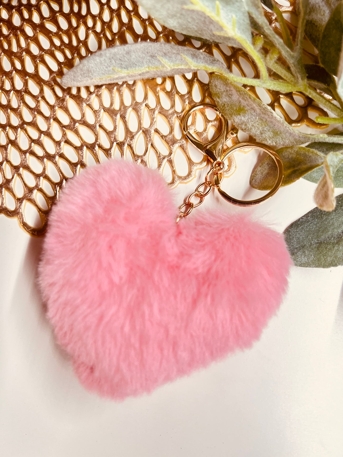 PUFFY PINK HEART KEYCHAIN