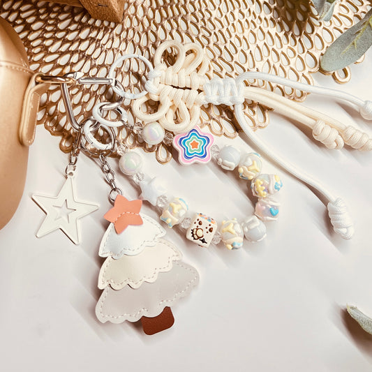 HANDMADE BAG CHARMS ~ CREAM PINE TREE ~