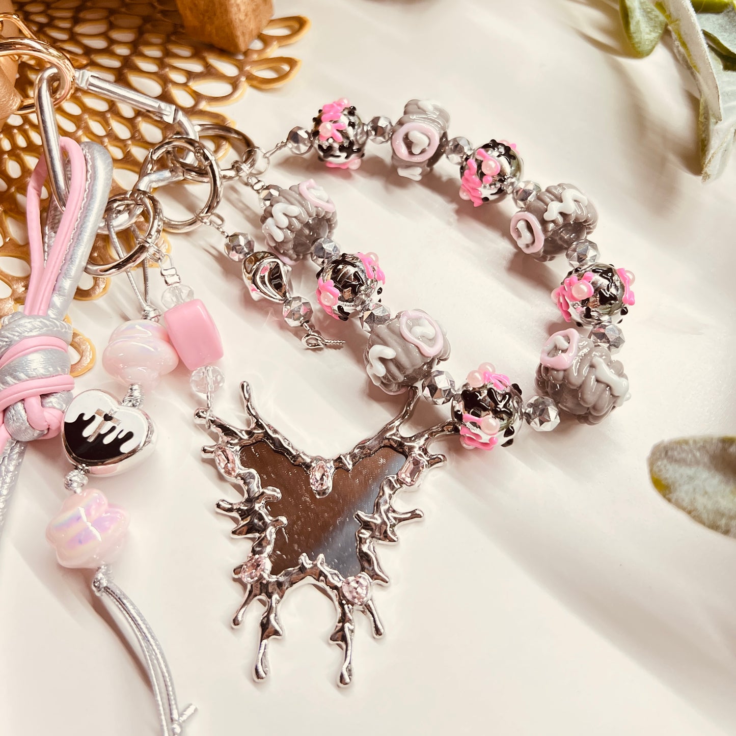 HANDMADE BAG CHARMS ~ BUTTERFLY/HAND PAINTED CHARMS
