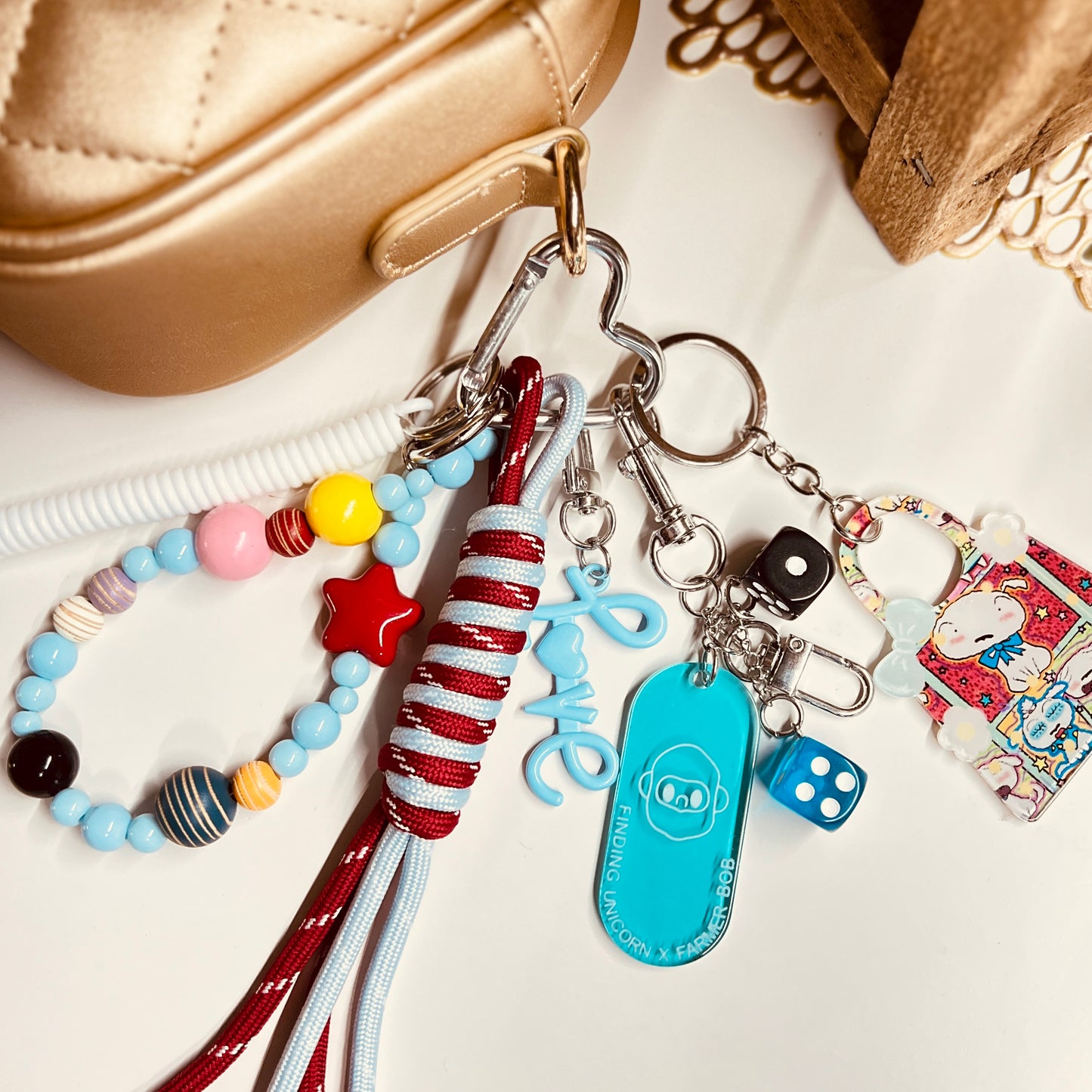 HANDMADE BAG CHARMS ~ RED/BLUE - DICE ~