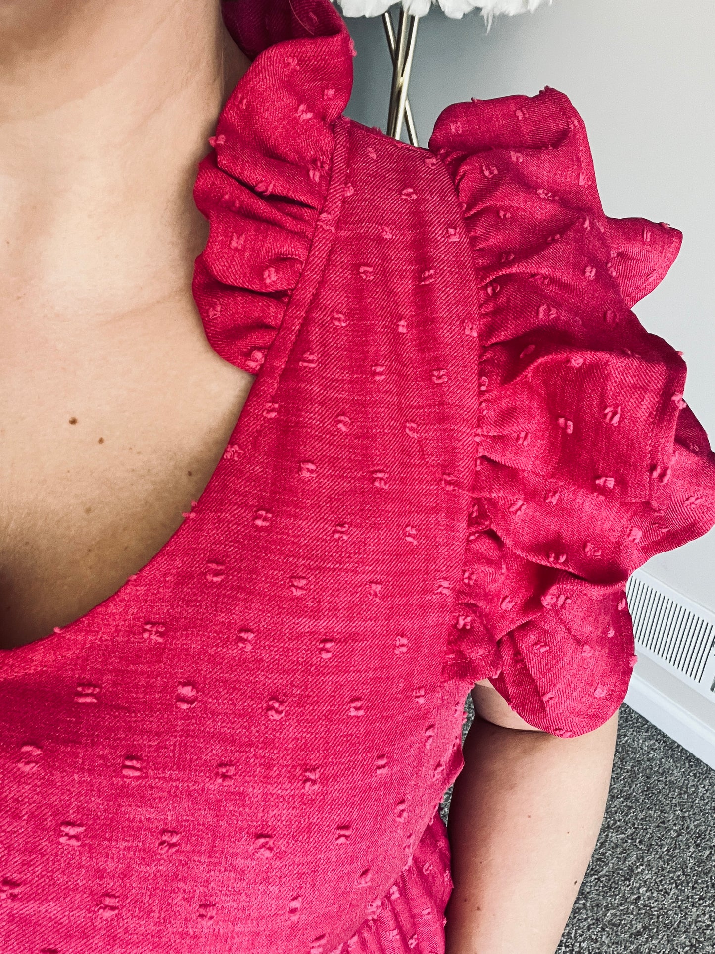 LINING DOUBLE RUFFLE SLEEVE TIERED DRESS ~ FUCHSIA