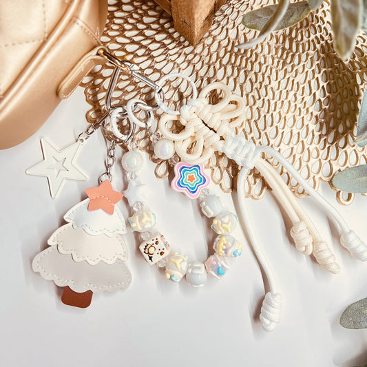 HANDMADE BAG CHARMS ~ CREAM PINE TREE ~