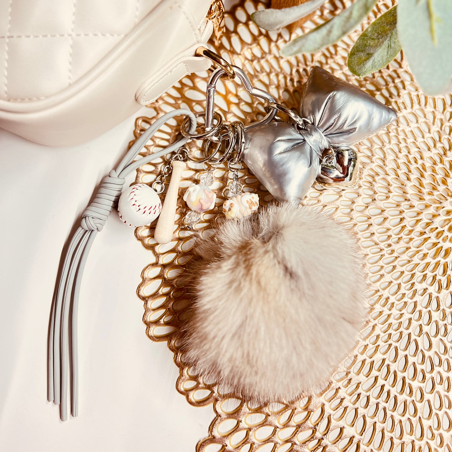 HANDMADE BAG CHARMS ~ BASEBALL/BAT ~