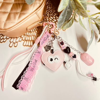 HANDMADE BAG CHARMS ~ LEATHER HEART