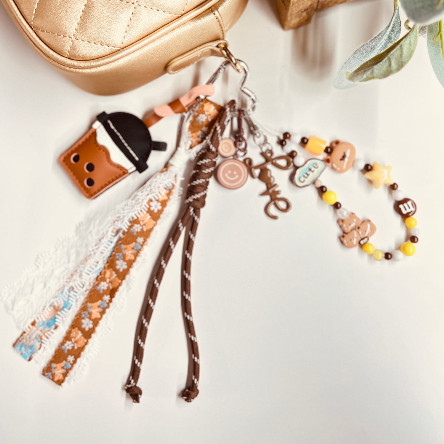 HANDMADE BAG CHARMS ~ LEATHER BOBA DRINK ~
