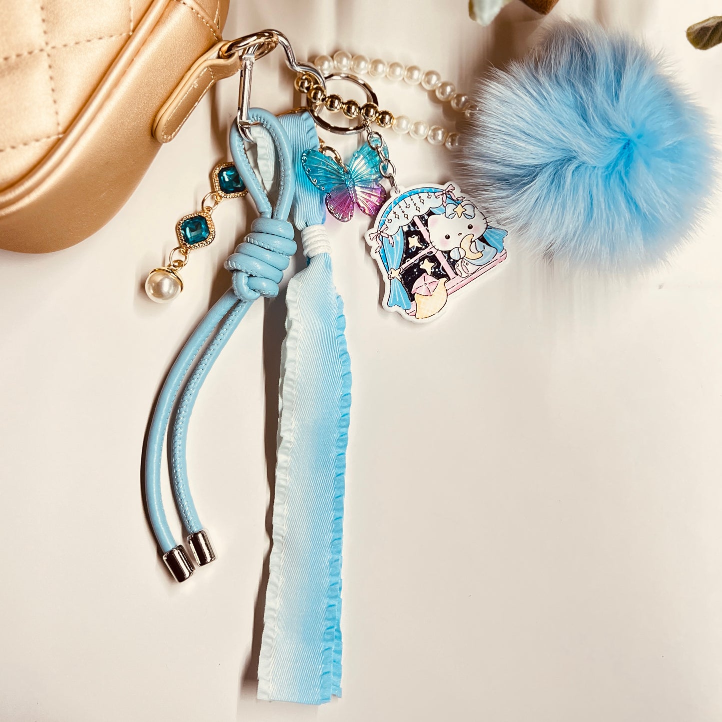 HANDMADE BAG CHARMS ~ MULTI COLORED BUTTERFLY ~