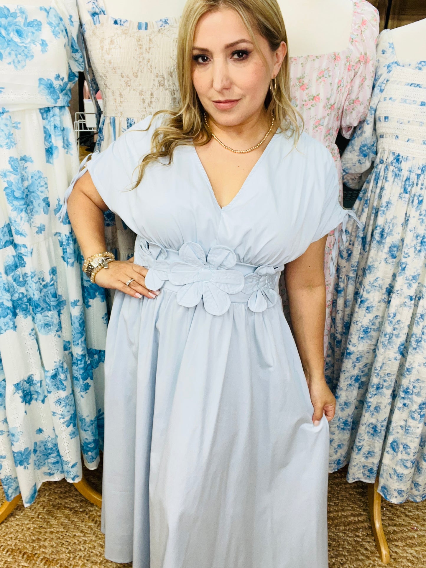 V NECK MAXI DRESS