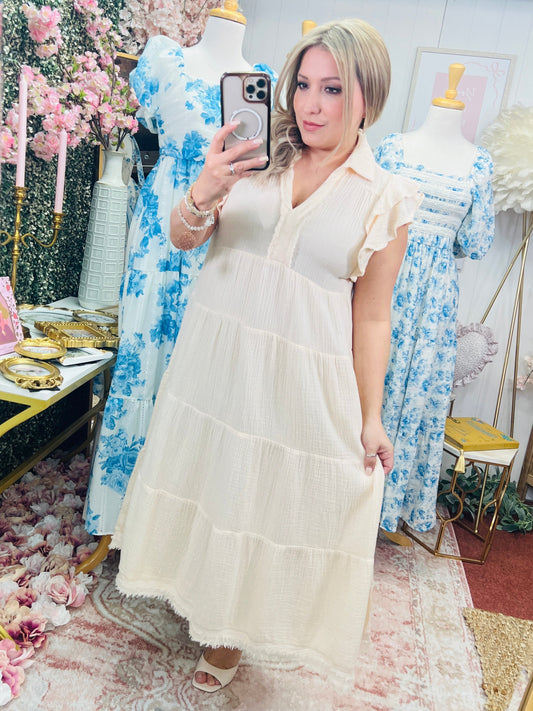 REGULAR WASH COLLARED MIDI DRESS