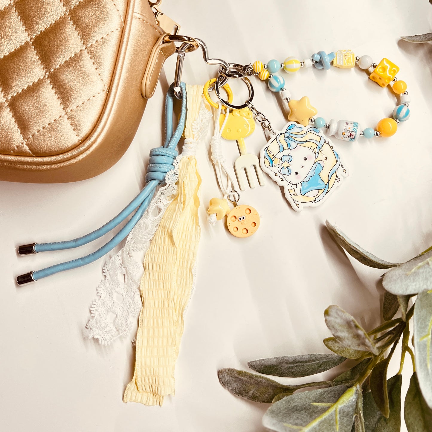 HANDMADE BAG CHARMS ~ CAT FORK/CHEESE
