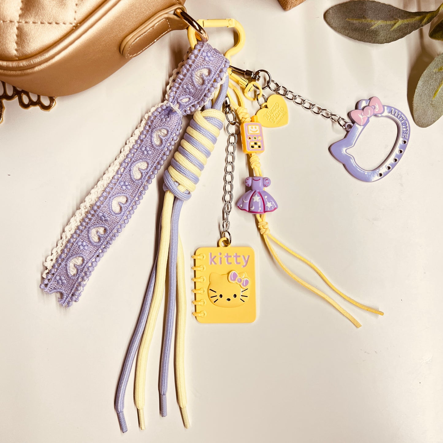 HANDMADE BAG CHARMS ~ YELLOW METAL NOTEBOOK CHARM