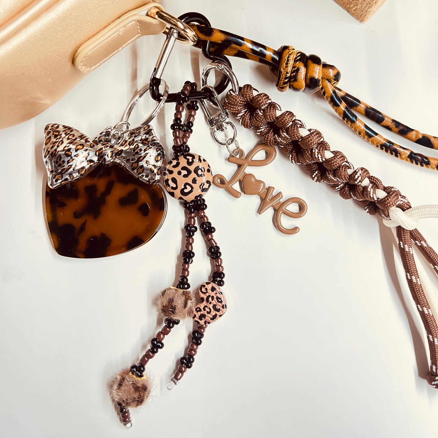 HANDMADE BAG CHARMS ~ CHEETAH HEART ~