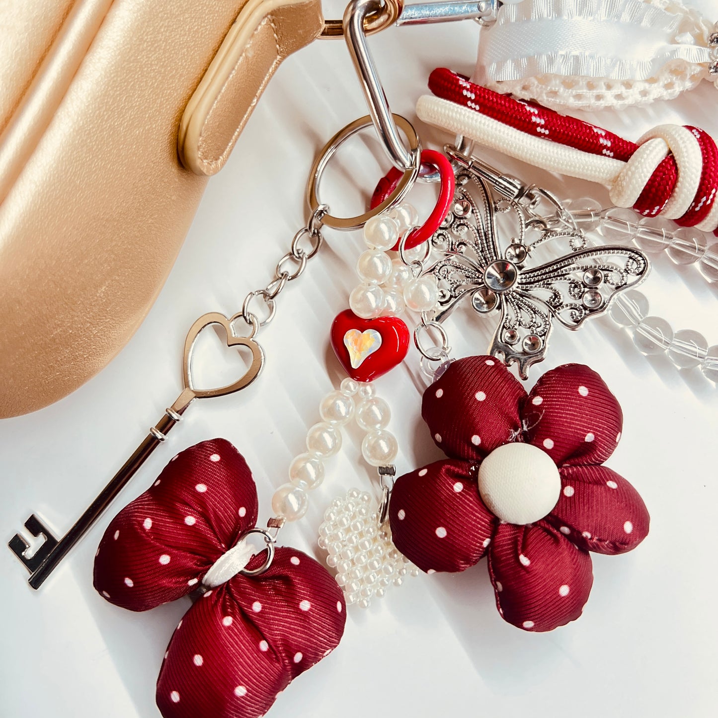 HANDMADE BAG CHARMS ~ FLOWER/BUTTERFLY ~