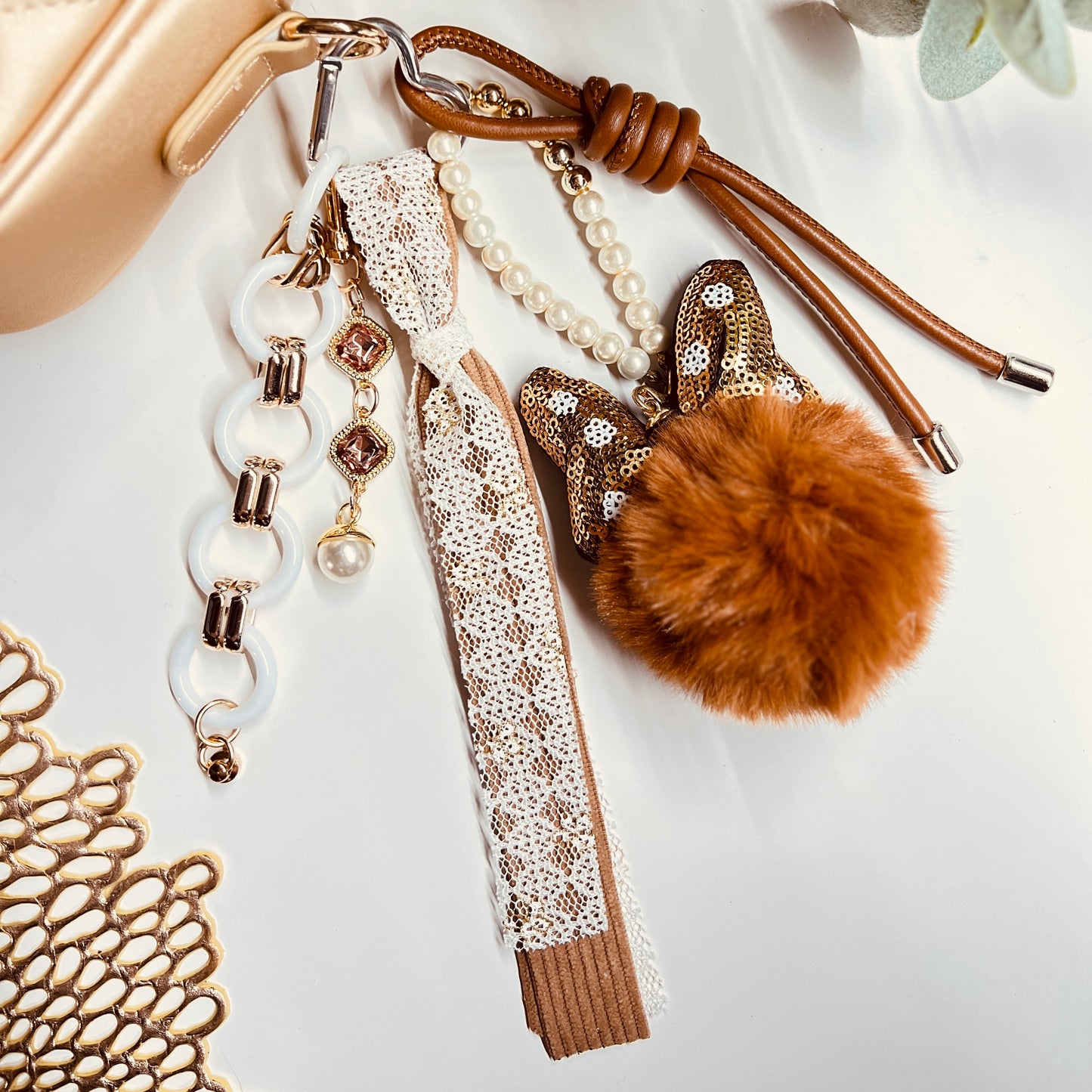 HANDMADE BAG CHARMS ~ PUFFY BALL/BOW