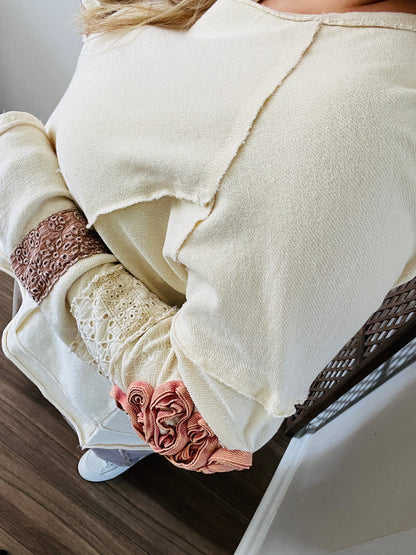 INSIDE OUT WASHED TERRY PULLOVER - NATURAL