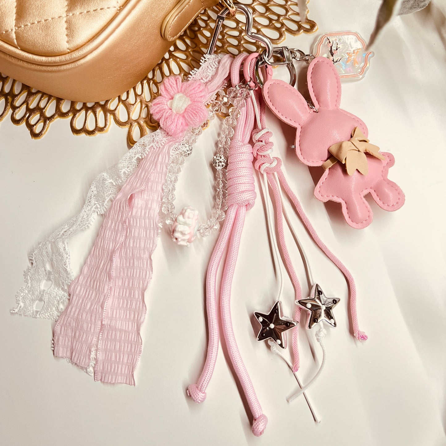 HANDMADE BAG CHARMS ~ LEATHER BUNNY