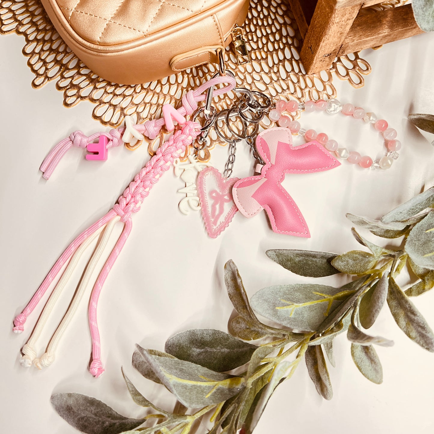 HANDMADE BAG CHARMS ~ LEATHER BOW COQUETTE