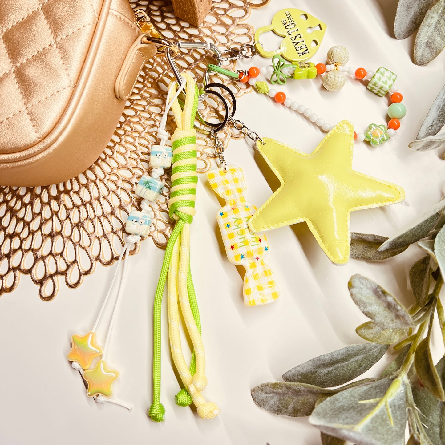 HANDMADE BAG CHARMS ~ LEATHER STAR