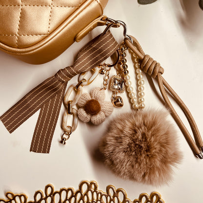 HANDMADE BAG CHARMS ~ BEIGE/TAN
