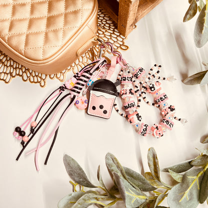 HANDMADE BAG CHARMS ~ LEATHER BOBA TEA CHARM