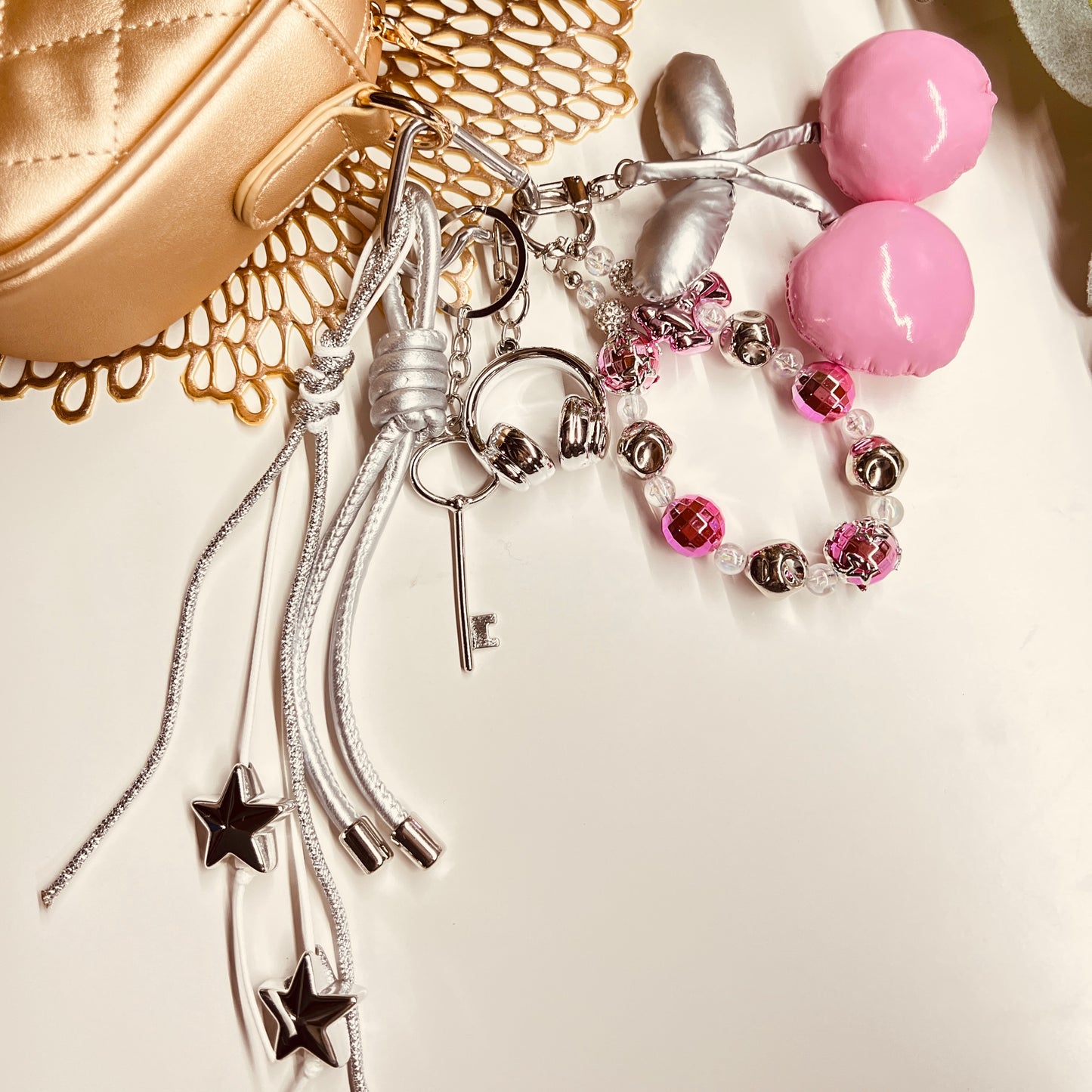 HANDMADE BAG CHARMS ~ LEATHER CHERRY