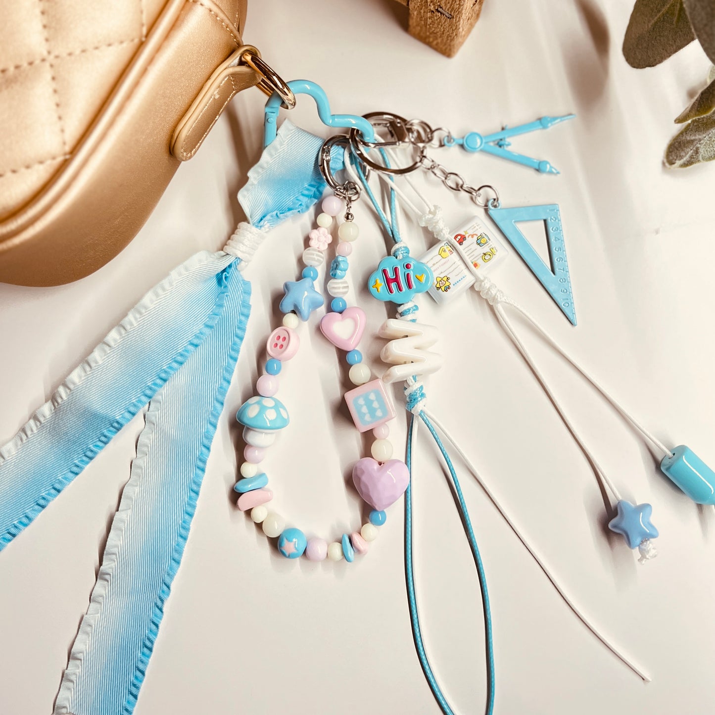 HANDMADE BAG CHARMS ~ RULER/COMPASS ~