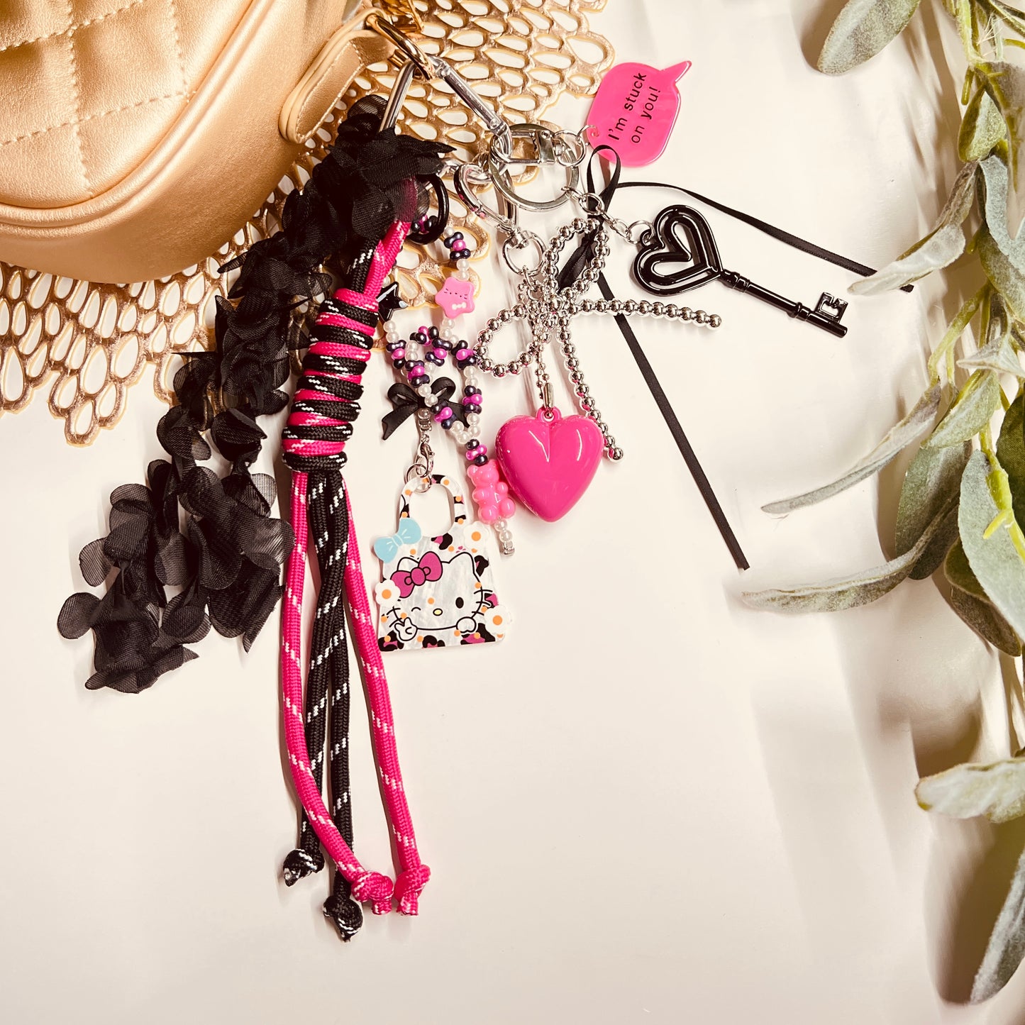 HANDMADE BAG CHARMS ~ PINK HEART