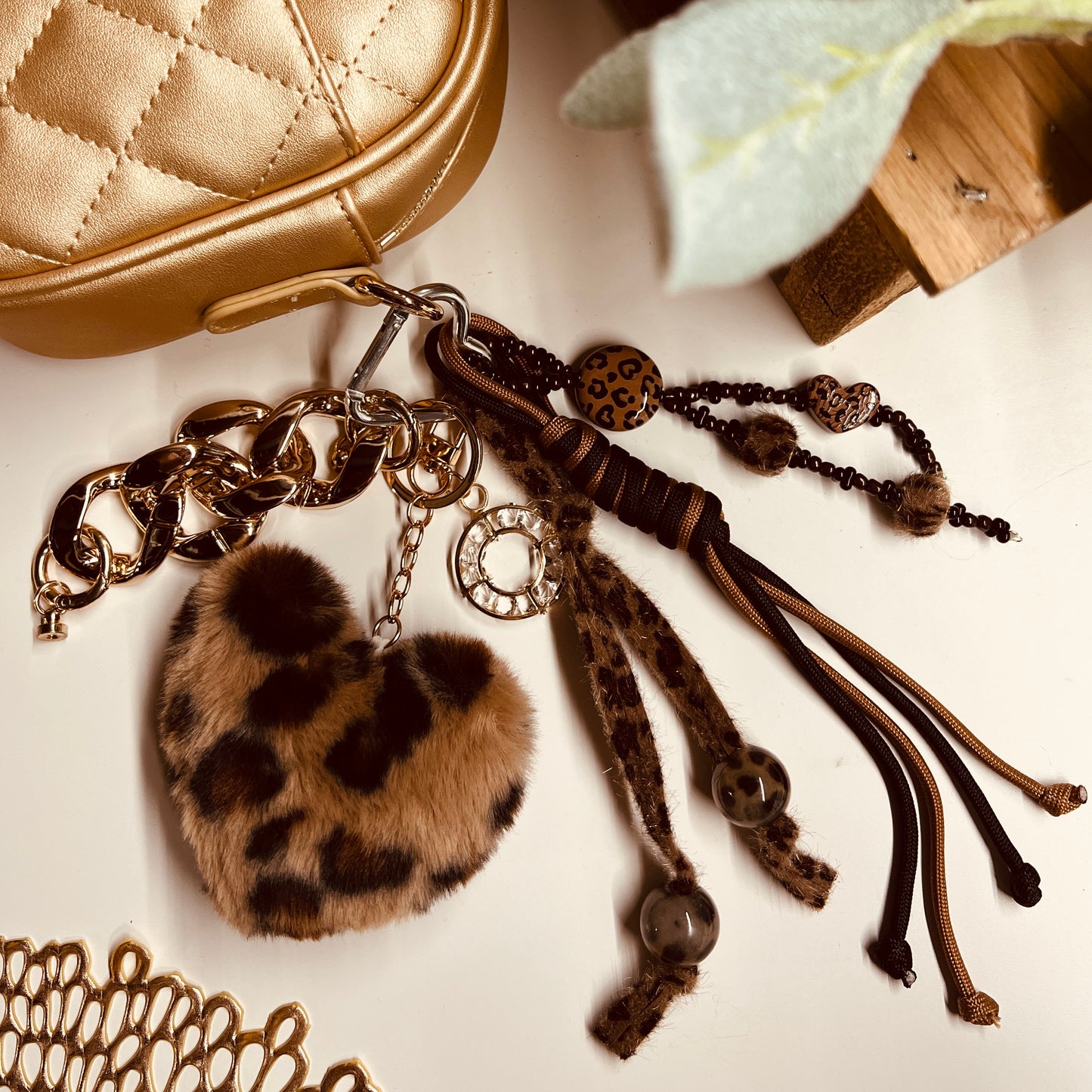 HANDMADE BAG CHARMS ~ BEIGE/TAN