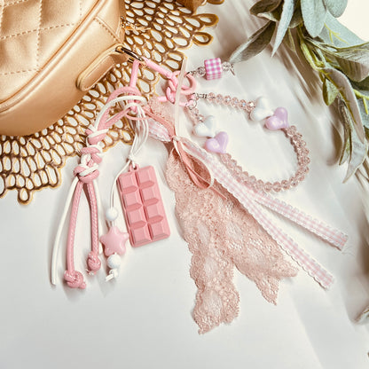 HANDMADE BAG CHARMS ~   PINK CHOCOLATE BAR
