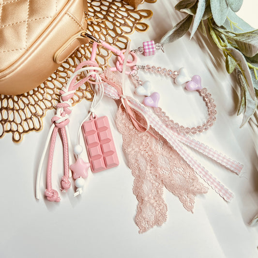 HANDMADE BAG CHARMS ~   PINK CHOCOLATE BAR
