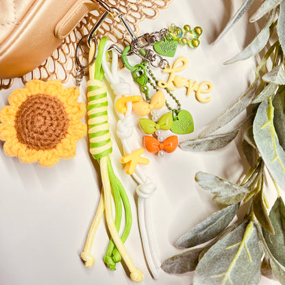 HANDMADE BAG CHARMS ~ EMBROIDERED SUNFLOWER