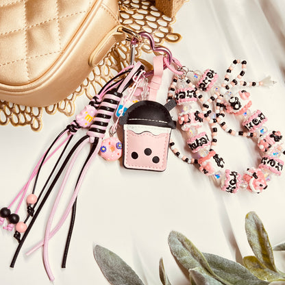 HANDMADE BAG CHARMS ~ LEATHER BOBA TEA CHARM