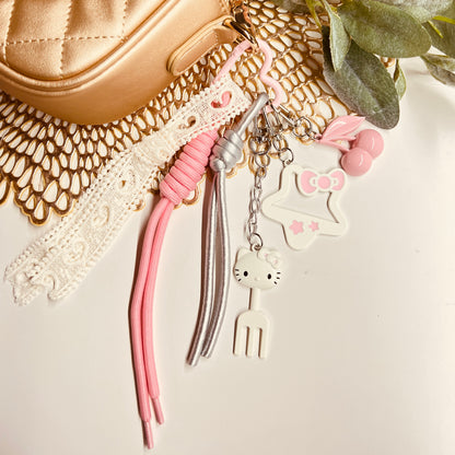 HANDMADE BAG CHARMS ~ CHERRY/STAR W. BOW