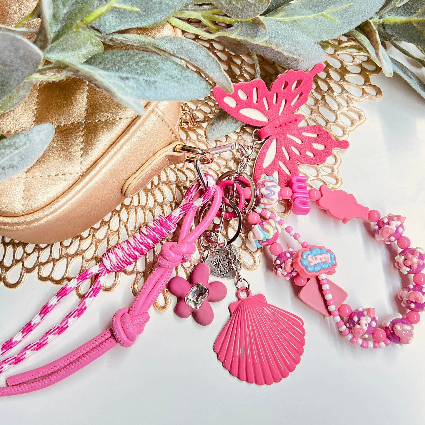 HANDMADE BAG CHARMS ~ SHELL/BUTTERFLY