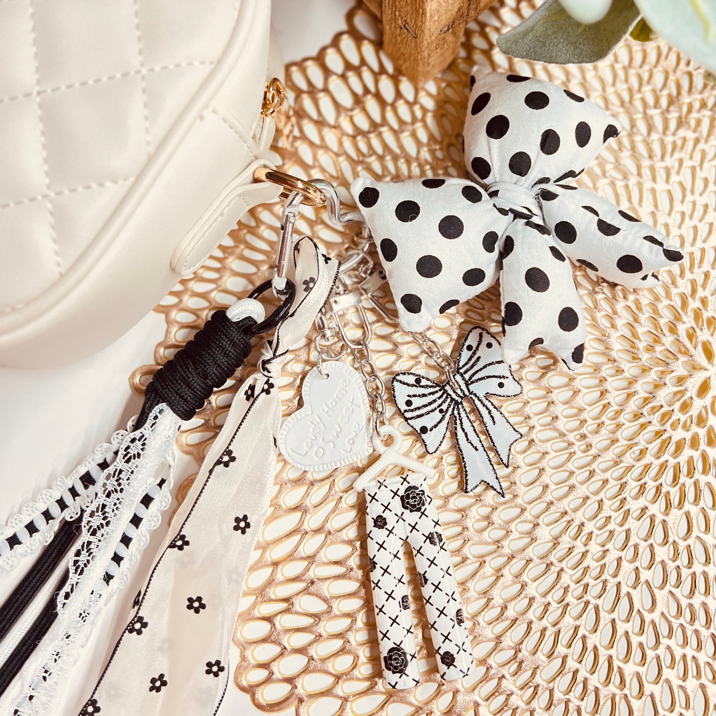 HANDMADE BAG CHARMS ~ POLKA DOTS BOW ~