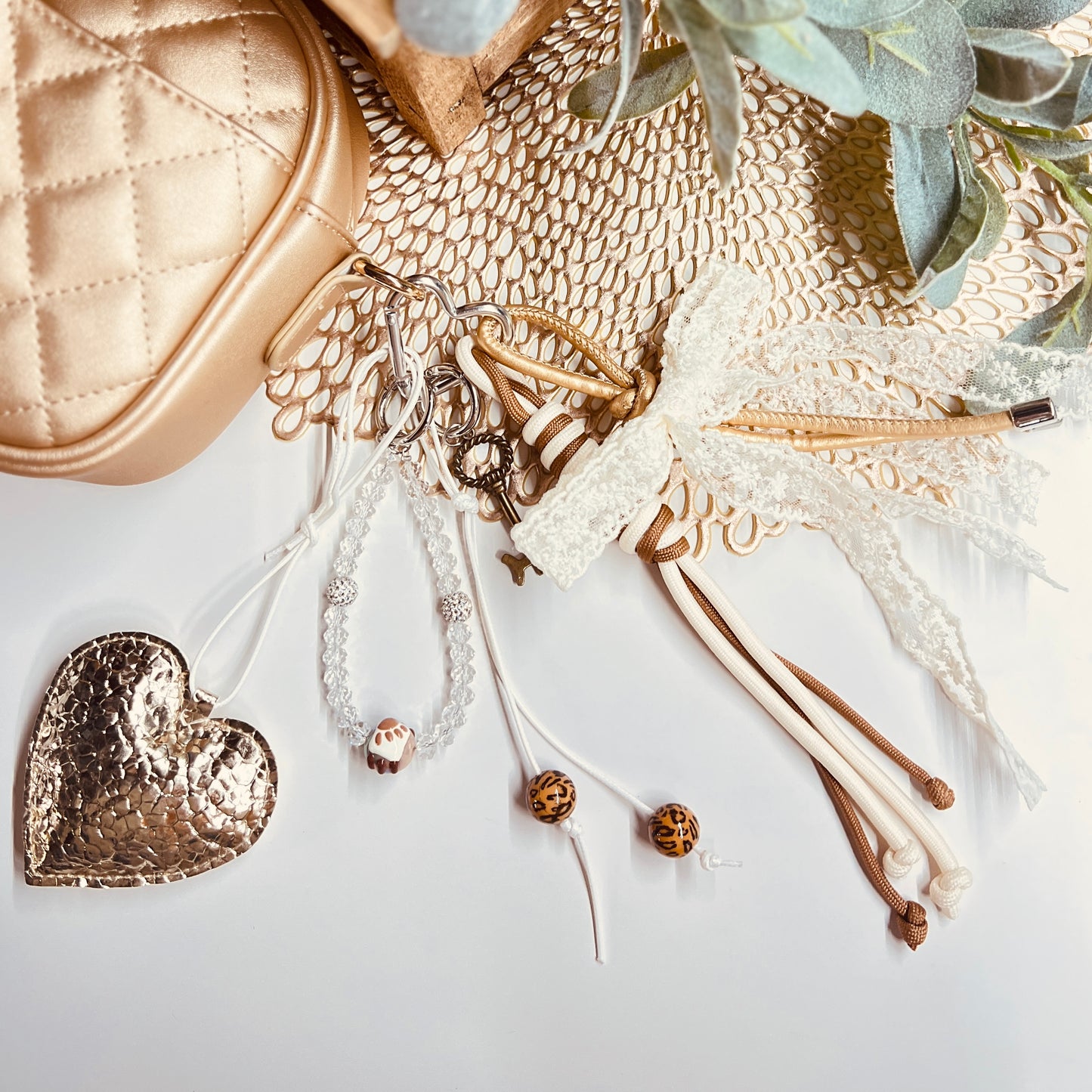 HANDMADE BAG CHARMS ~ GOLD HEART ~