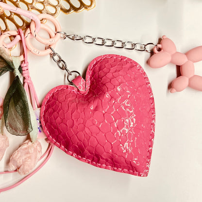 HANDMADE BAG CHARMS ~ LEATHER HEART