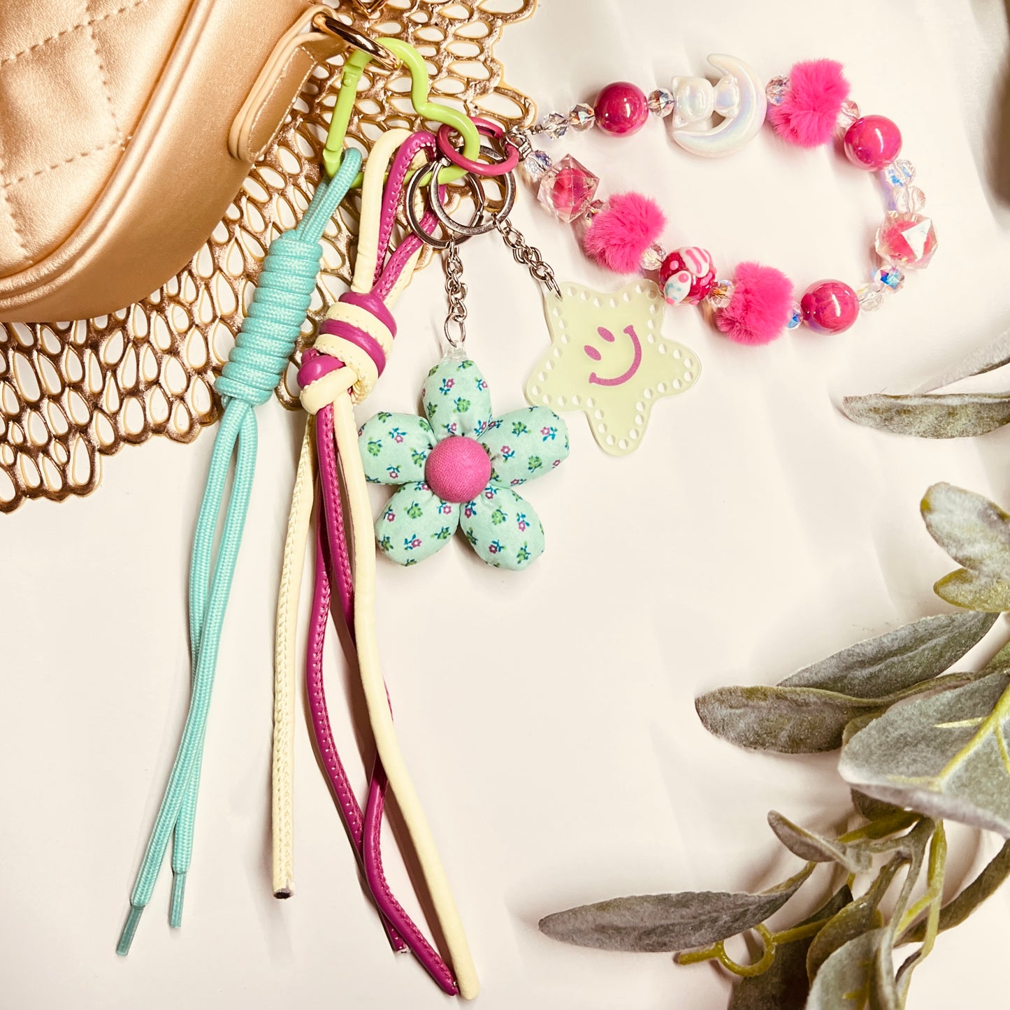HANDMADE BAG CHARMS ~ FLOWER/STAR