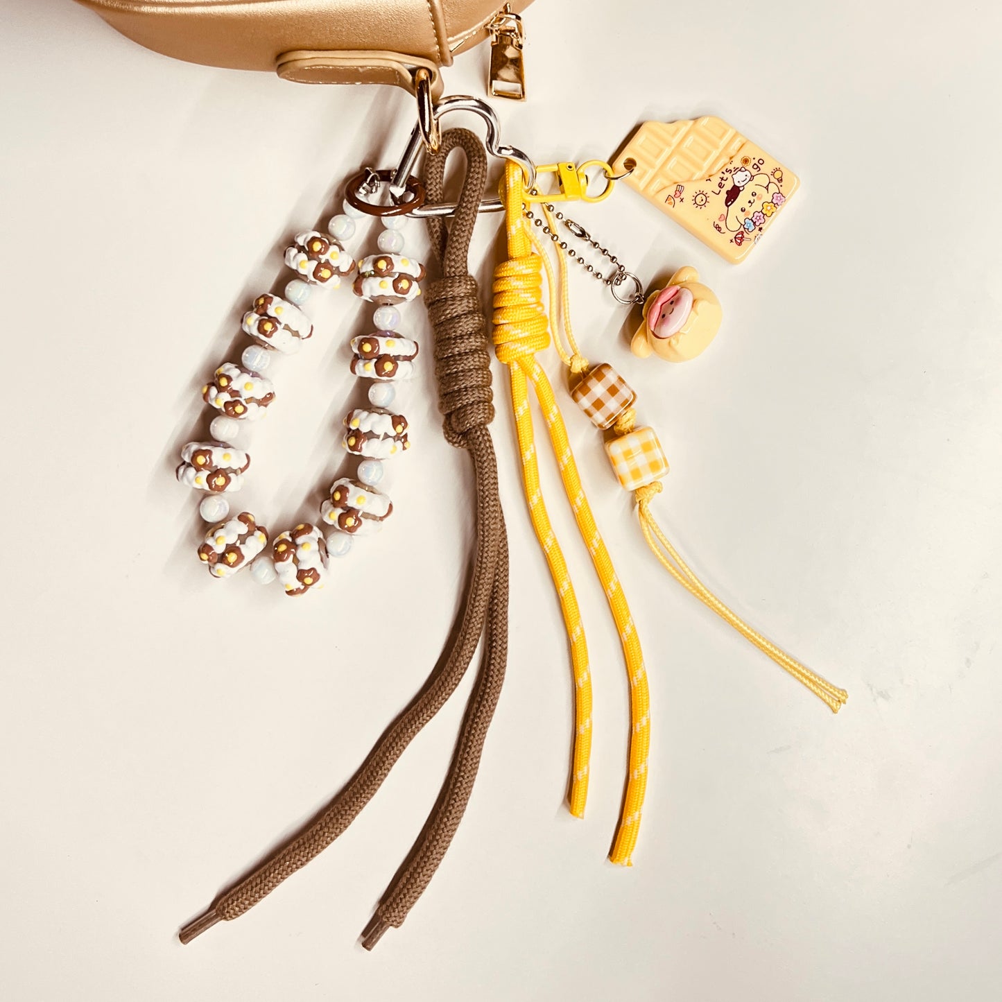 HANDMADE BAG CHARMS ~ CHOCOLATE BAR/HAND PAINTED BEADS