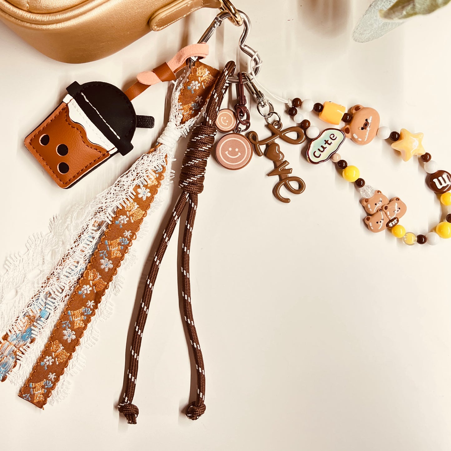 HANDMADE BAG CHARMS ~ LEATHER BOBA DRINK ~