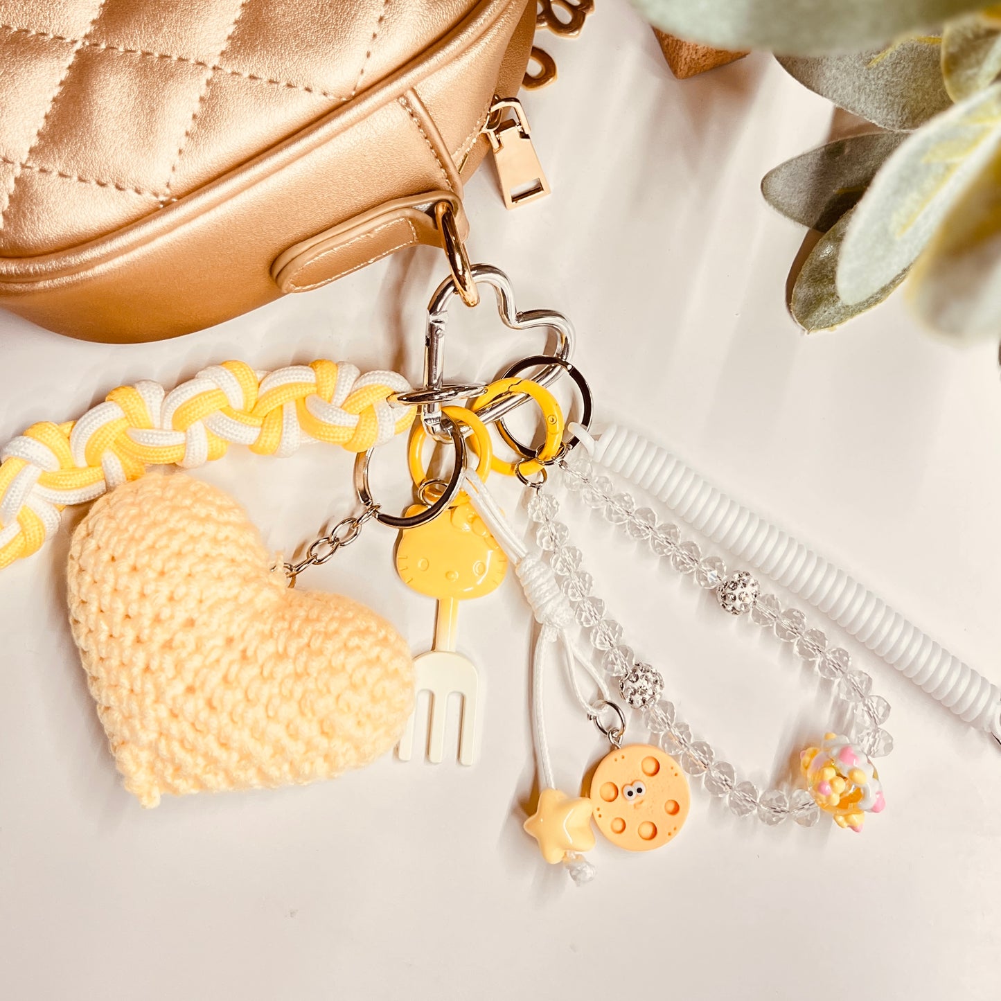HANDMADE BAG CHARMS ~ CROCHET HEART