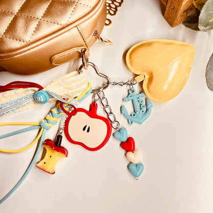 HANDMADE BAG CHARMS ~ HEART/APPLE