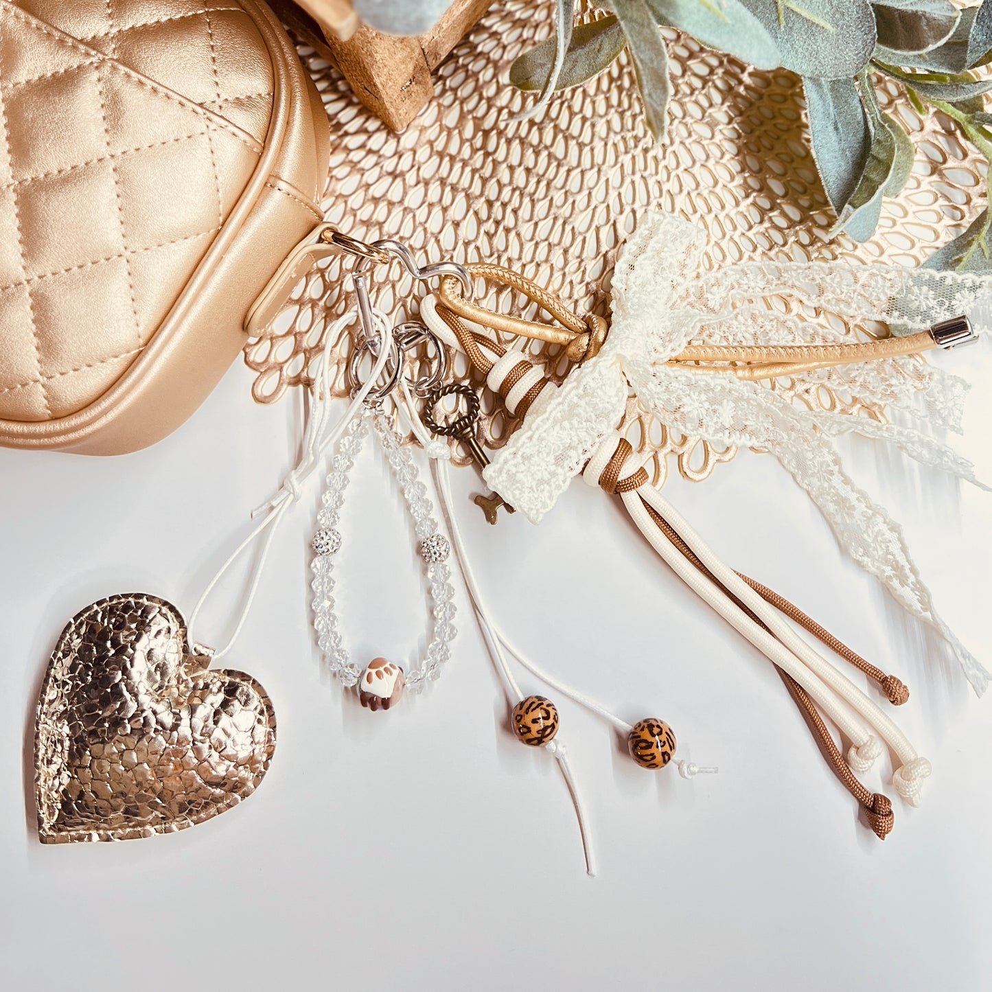 HANDMADE BAG CHARMS ~ GOLD HEART ~