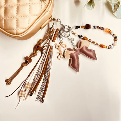 HANDMADE BAG CHARMS ~ FAUX LEATHER BOW ~