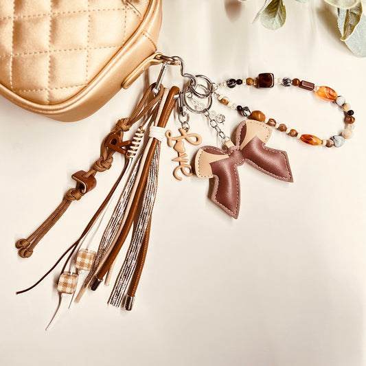 HANDMADE BAG CHARMS ~ FAUX LEATHER BOW ~